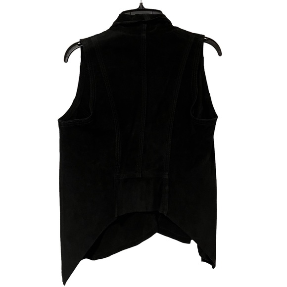 Rezrekshn by Esther Chen Suede Leather Open Front Black Vest - Picture 4 of 9